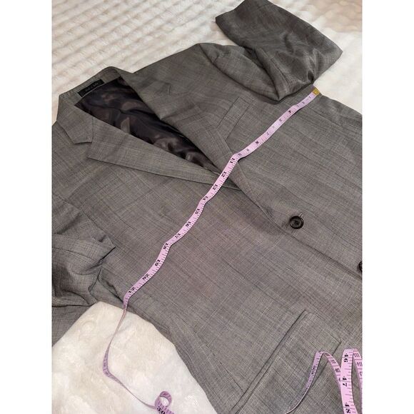 Lauren Ralph Lauren Blazer Men 41R Gray Plaid 2 Button Sport Coat Silk 100% Wool - Picture 2 of 8